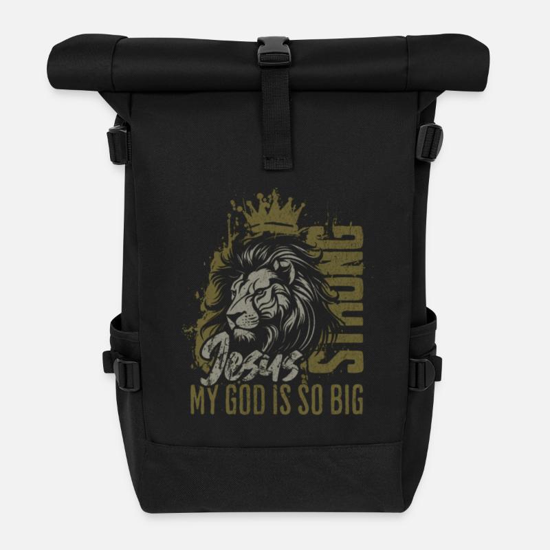 Jésus de la couronne du lion Grande Foi - Sac à dos roll top - noir