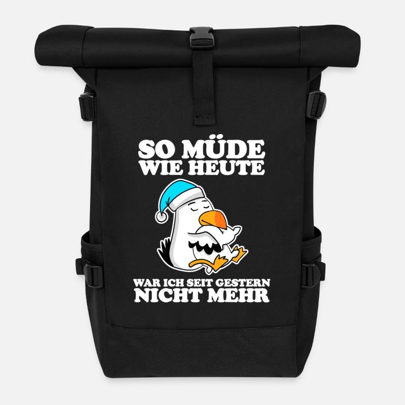 Müde Spruch lustig Schlafen Ausschlafen Faul - Rolltop Rucksack - Schwarz