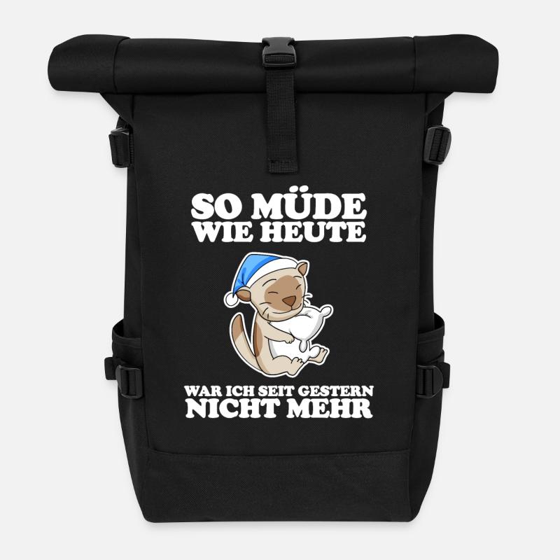 Müde Spruch lustig Schlafen Ausschlafen Faul - Rolltop Rucksack - Schwarz