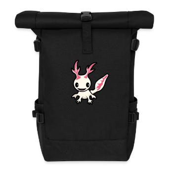 Süßes Kawaii Axolotl - Rolltop Rucksack - Schwarz - Vorne