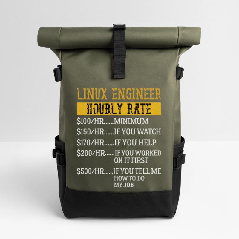 Linux Engineer Stundensatz Mechaniker Arbeitsrate Rolltop Rucksack