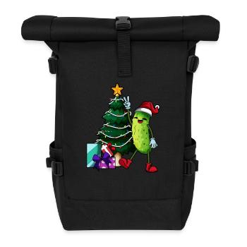 Weihnachten - Cartoon Weihnachts Gurke - Rolltop Rucksack - Schwarz - Vorne