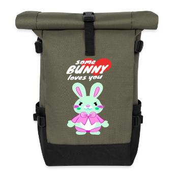 süßes Osterbunny mit Liebesbotschaft - Rolltop Rucksack - Olive/Schwarz - Vorne