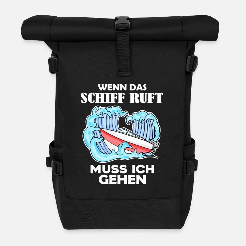 Boote Motorboot Kapitän Boot Seefahrt Geschenk - Rolltop Rucksack - Schwarz