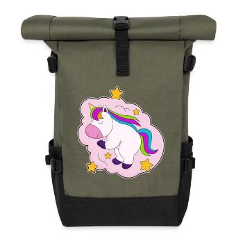 Unicorn Clouds - Roll Top Backpack - olive/black - Front