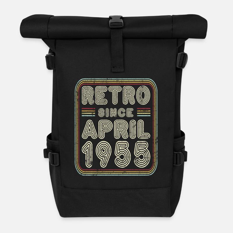 Geburtstag April 1955 Retro Geschenk - Rolltop Rucksack - Schwarz