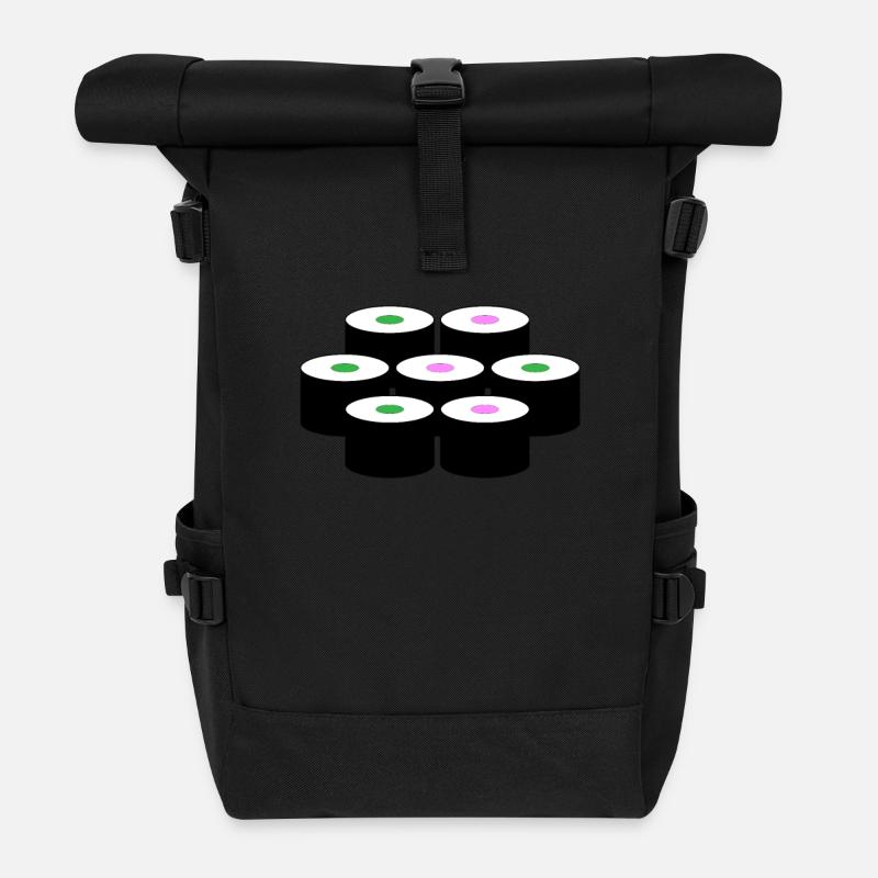 Sushi Motiv - Rolltop Rucksack - Schwarz