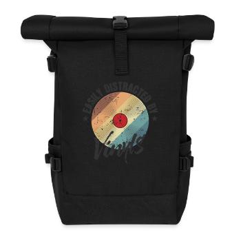 Facilement distrait par les disques vinyles - Sac à dos roll top - noir - Devant