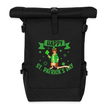 St Patrick's Kangaroo - Happy St Patrick's Day - Roll Top Backpack - black - Front
