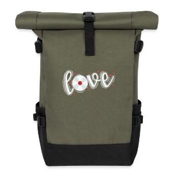 Love Vinyl Record Music Record - Roll Top Backpack - olive/black - Front