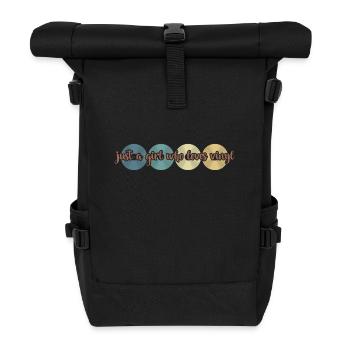 Just a Girl who loves vinyl music - Roll Top Backpack - black - Front