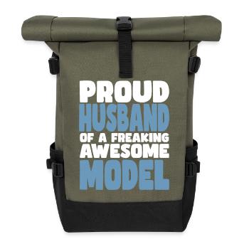 Proud wife of a damn good model - Roll Top Backpack - olive/black - Front