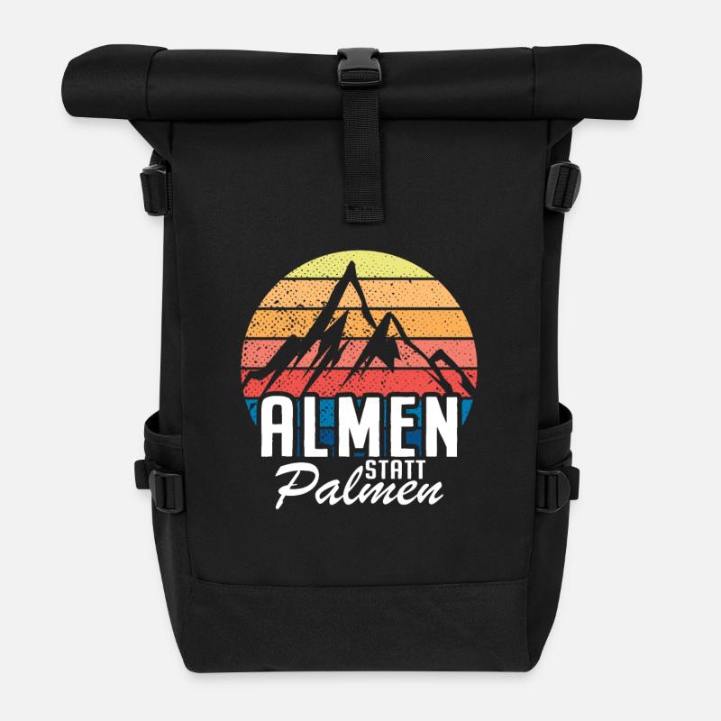 Almen Statt Palmen Berge Skifahren Bergsteigen Alm - Rolltop Rucksack - Schwarz