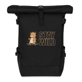 Stay Wild Bär Tier - Rolltop Rucksack - Schwarz - Vorne