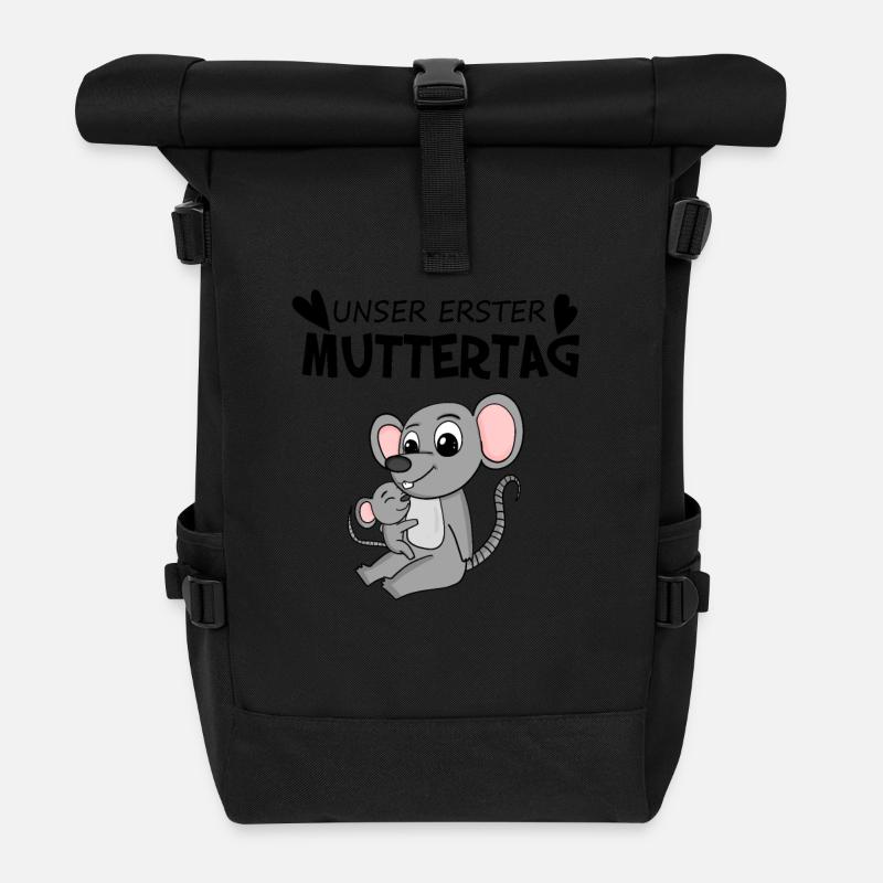 Muttertag - erster Muttertag Geschenk - Rolltop Rucksack - Schwarz