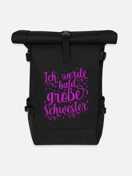 Ich werde große Schwester - Rolltop Rucksack - Schwarz
