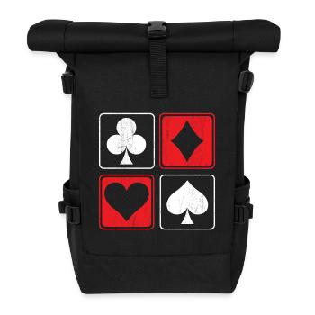 Poker Card Gambling Casino Gambler Game Hand Bluff - Rolltop Rucksack - Schwarz - Vorne