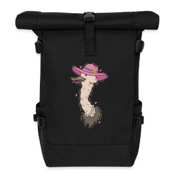 Ostrich Bird Lady in Africa - Roll Top Backpack - black - Front