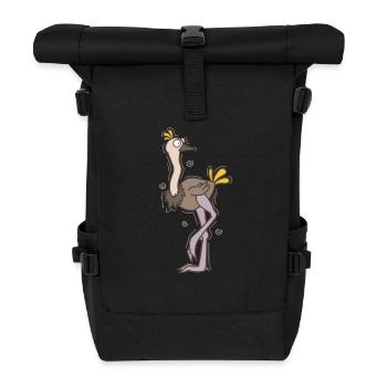 Bird ostrich is confused ratite - Roll Top Backpack - black - Front