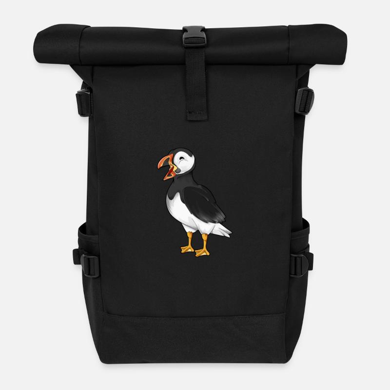 Zeichnung eines Puffin - Rolltop Rucksack - Schwarz