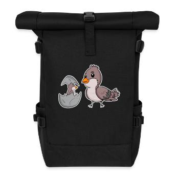 Bird Family - Bird with Baby - Roll Top Backpack - black - Front