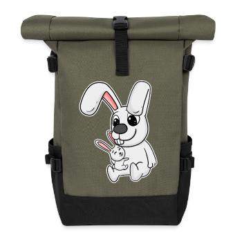 Rabbit Family - Rabbit with Baby - Roll Top Backpack - olive/black - Front