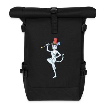 Comic cat twirling - Roll Top Backpack - black - Front