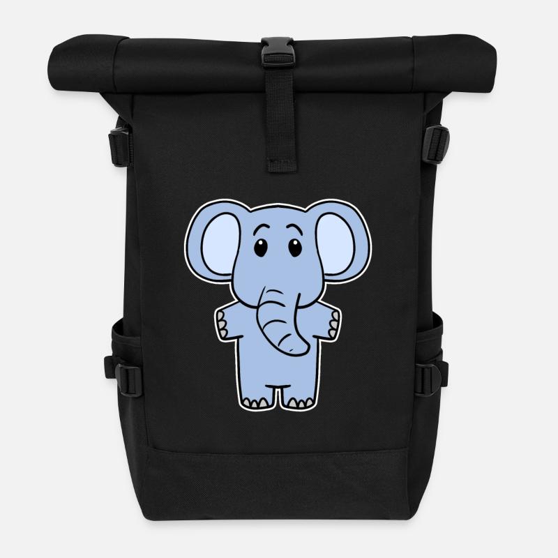 Cute little elephant - Roll Top Backpack - black