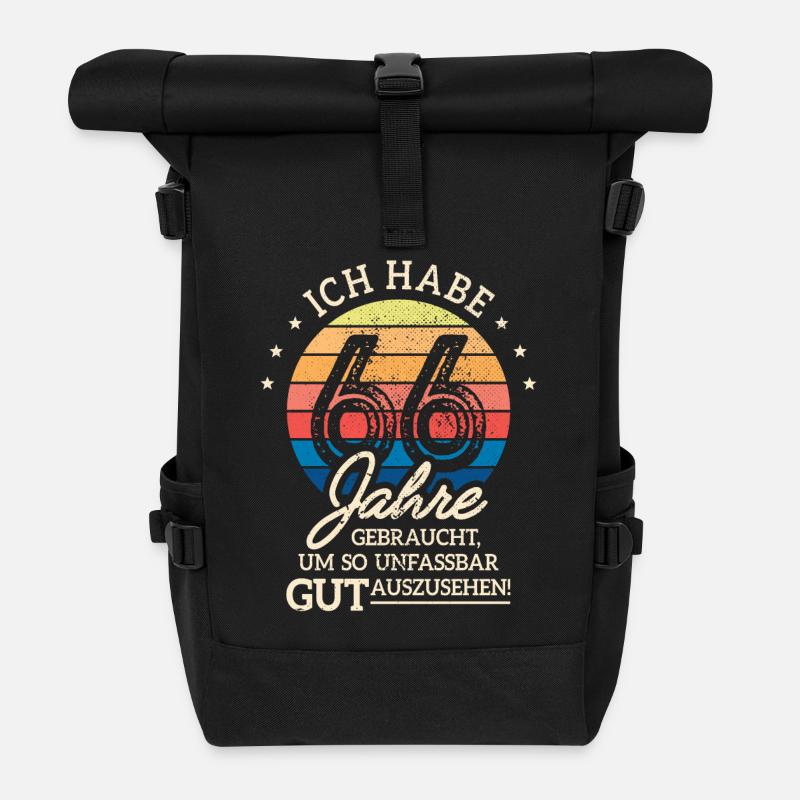 66. Geburtstag Geschenk Habe 66 Jahre Gebraucht - Rolltop Rucksack - Schwarz