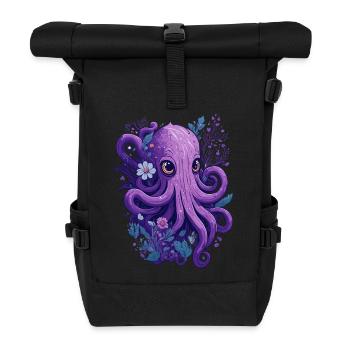 Calmar Octopus Fleurs Floral - Sac à dos roll top - noir - Devant