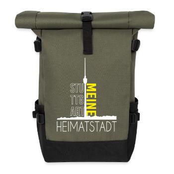 Stuttgart meine Heimatstadt - Rolltop Rucksack - Olive/Schwarz - Vorne