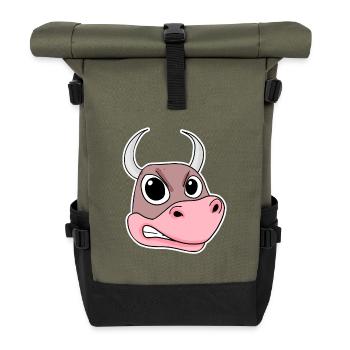 wütender Bulle - Rolltop Rucksack - Olive/Schwarz - Vorne