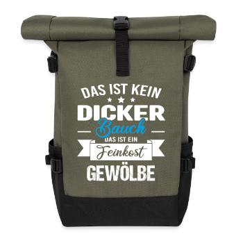 Das ist kein dicker Bauch das ist Feinkostgewölbe - Rolltop Rucksack - Olive/Schwarz - Vorne