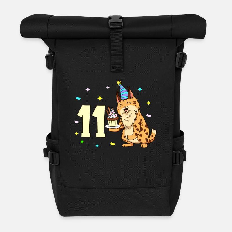 Avec lynx - anniversaire des enfants 11 ans - Sac à dos roll top - noir