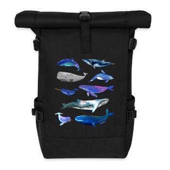 Whales - Roll Top Backpack - black - Front