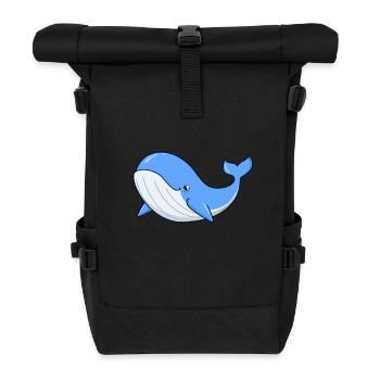 Kawaii Whale - Rorqual bleu - Sac à dos roll top - noir - Devant