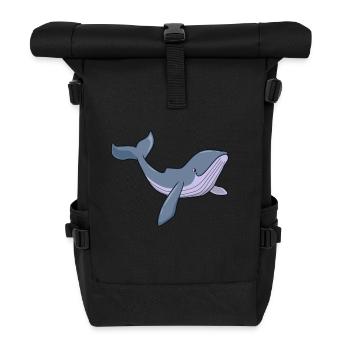 Kawaii Whale - Humpback Whale - Roll Top Backpack - black - Front