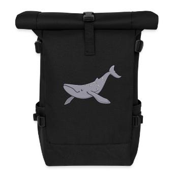 Kawaii Whale - Gray Whale - Roll Top Backpack - black - Front