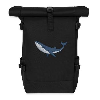 Kawaii Whale - Minke Whale - Roll Top Backpack - black - Front