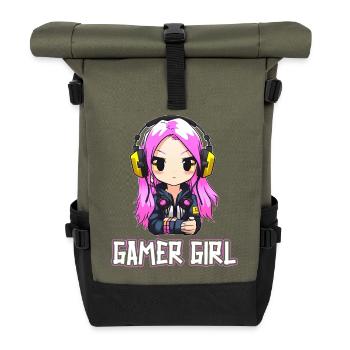 Gaming Console PC Gamer Girl Gamer Girl - Roll Top Backpack - olive/black - Front
