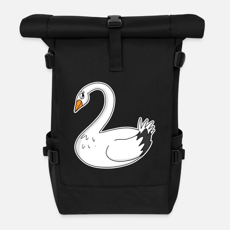 Schwan - Rolltop Rucksack - Schwarz
