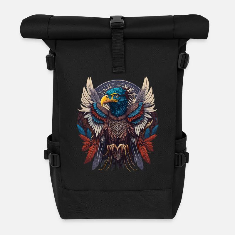 Native American Adler Traumfänger - Rolltop Rucksack - Schwarz