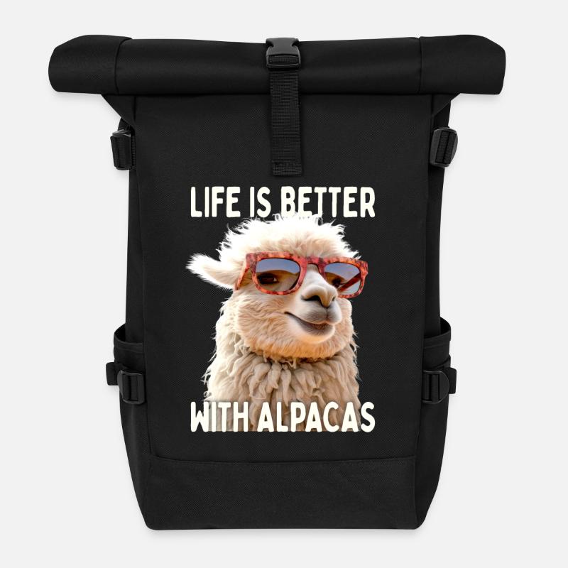 Alpaka Life Is Better With Alpacas Lama Alpakas - Rolltop Rucksack - Schwarz