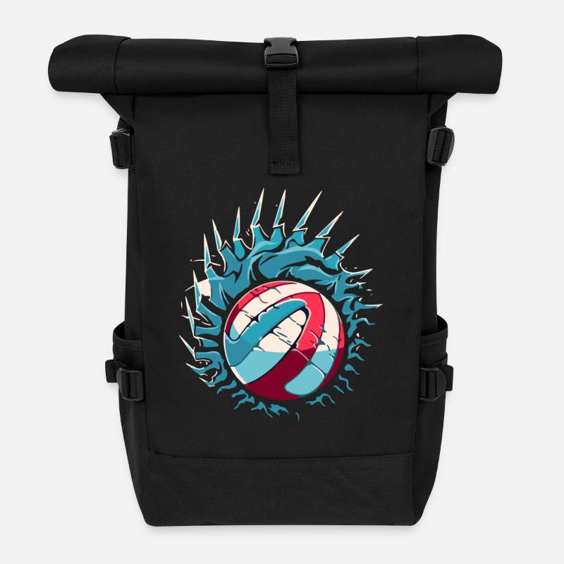 Volleyball Logo - Rolltop Rucksack - Schwarz