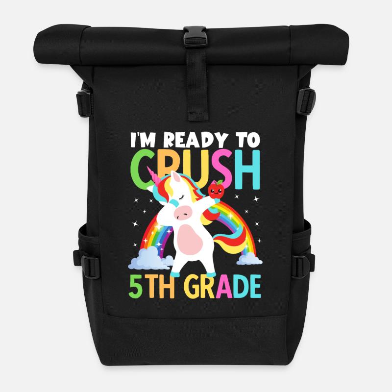 Zurück zur Schule bin ich bereit, Mädchen der 5. Klasse zu zerquetschen - Rolltop Rucksack - Schwarz
