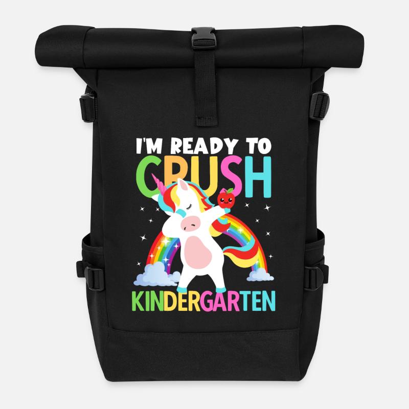 Zurück zur Schule bin ich bereit, Kindergartenmädchen zu zerquetschen - Rolltop Rucksack - Schwarz