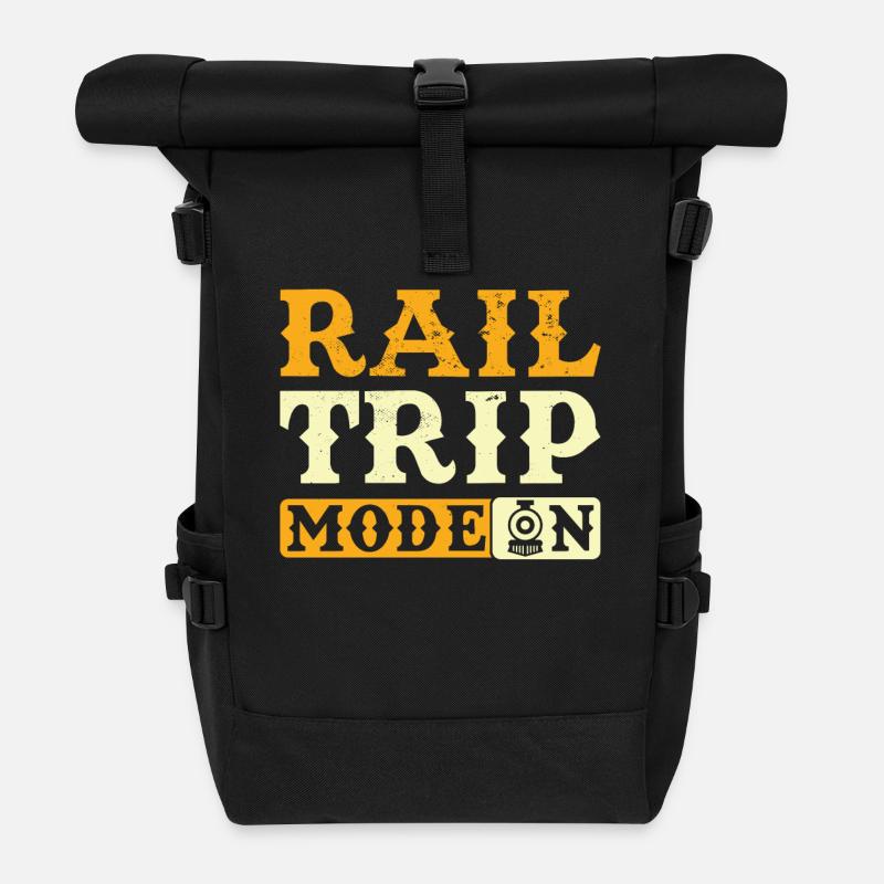 Zugreise Reise - Rolltop Rucksack - Schwarz