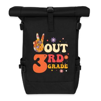 Peace Out 1. Klasse Letzter Schultag - Rolltop Rucksack - Schwarz - Vorne