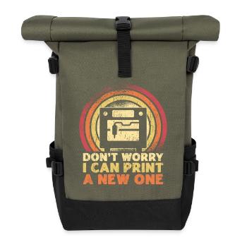 Impression 3D Imprimante 3D Retro Design Slice Print - Sac à dos roll top - olive/noir - Devant