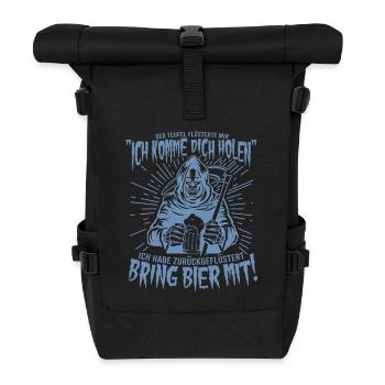 Bring Bier Mit! Bier Sensenmann T-Shirt - Rolltop Rucksack - Schwarz - Vorne